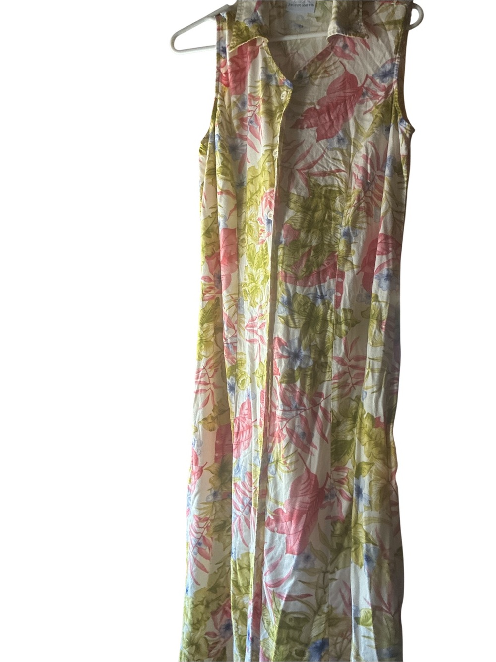 Jacklyn Smith Sleeveless Floral Button-Front Maxi Dress - Pink & Green - Picture 3 of 3